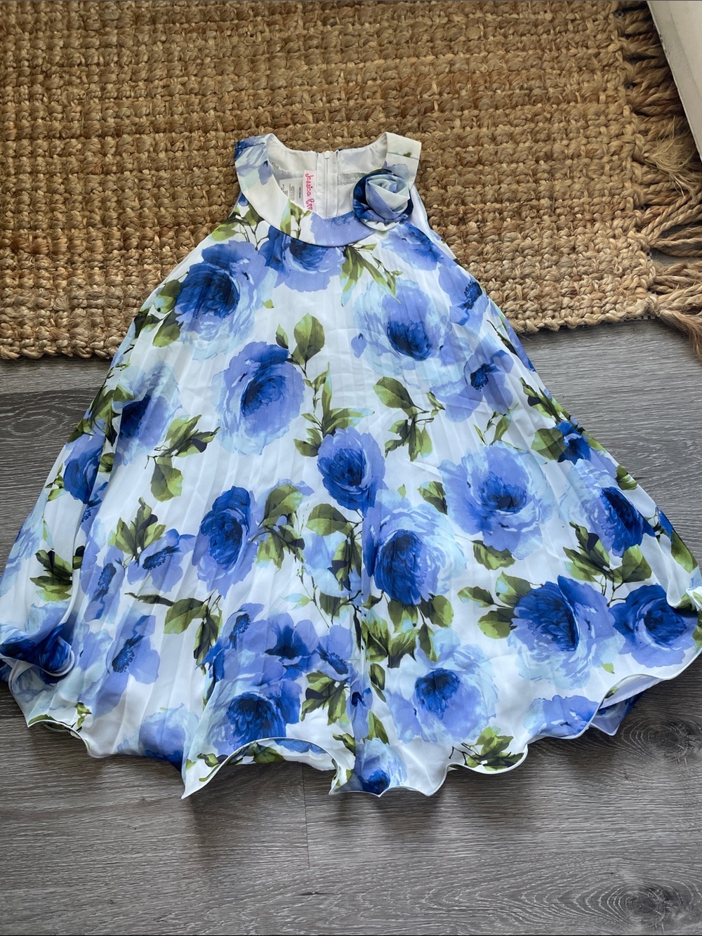Jessica Ann Girls Blue Floral Dress